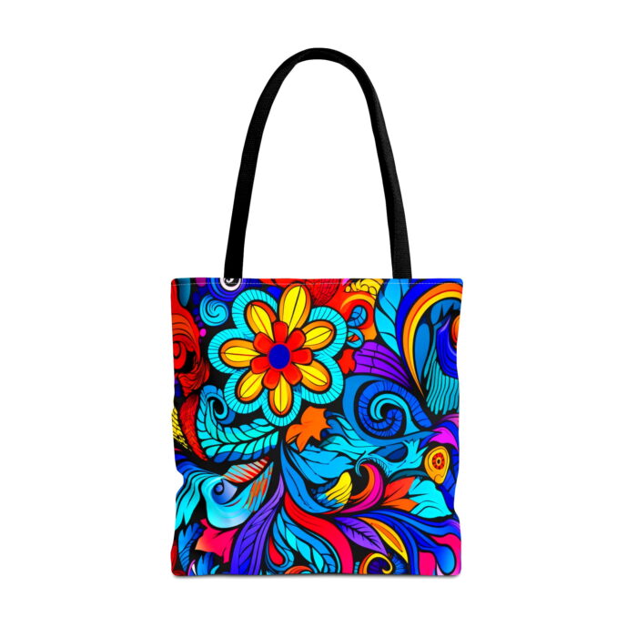 Vibrant Floral Doodle Canvas Tote Bag – Colorful Boho Print - Image 5