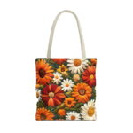 Autumn Daisy Floral Canvas Tote Bag – Textured Floral Print - Image 3