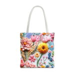 Floral Clay Art Pattern Canvas Tote Bag - Floral Spring Design - Image 5