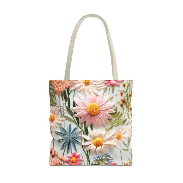 Pastel Wildflower Daisies Canvas Tote Bag – Textured Floral Print - Image 5