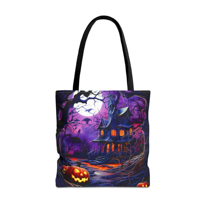 Spooky Pumpkin Haunted House Tote Bag – Halloween Feast Print - Image 5