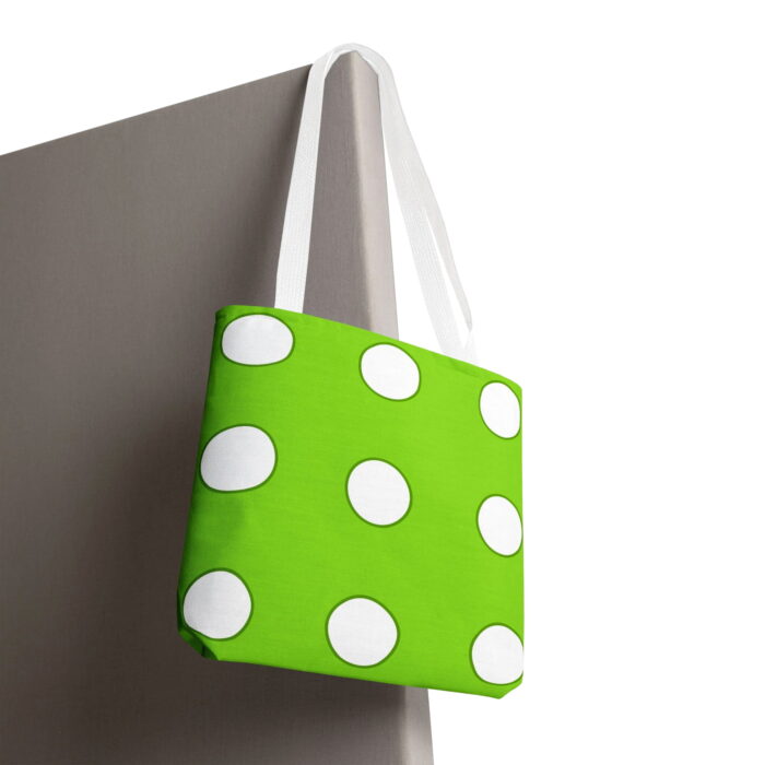 Green Polka Dot Canvas Tote Bag – Classic Retro Print Design - Image 5