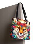 Mystic Lion Floral Crown Canvas Tote Bag – Celestial Animal  Design - Image 6