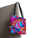 Vibrant Psychedelic Swirl Canvas Tote Bag – Colorful Abstract Art - Image 6