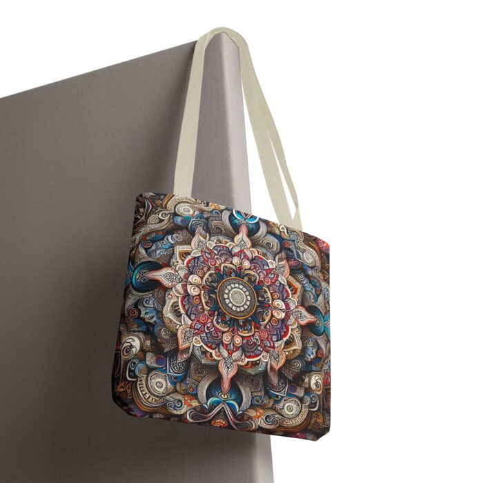 Turquoise Mandala Floral Canvas Tote Bag – Modern Boho Print - Image 6