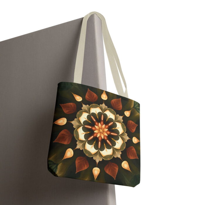 Autumn Leaf Mandala Canvas Tote Bag – Intricate Floral Print - Image 6
