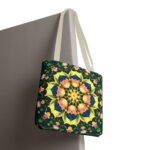 Vibrant Yellow Floral Mandala Tote Bag – Boho Floral Print - Image 6