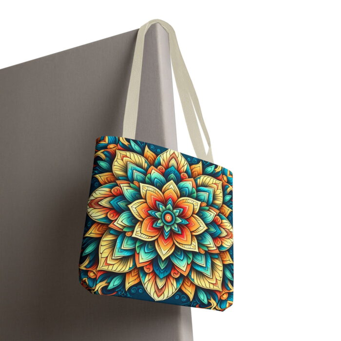 Vibrant Floral Mandala Canvas Tote Bag – Boho Floral Print - Image 6