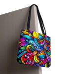 Vibrant Floral Swirl Canvas Tote Bag – Colorful Boho Print - Image 5