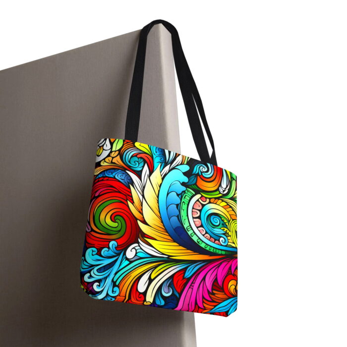 Vibrant Paisley Swirl Canvas Tote Bag – Colorful Boho Art - Image 6