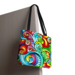 Vibrant Rainbow Swirl Canvas Tote Bag – Colorful Abstract Art - Image 6