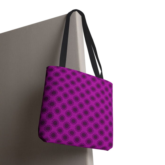 Magenta Floral Medallion Canvas Tote Bag – Bold Retro Print - Image 6