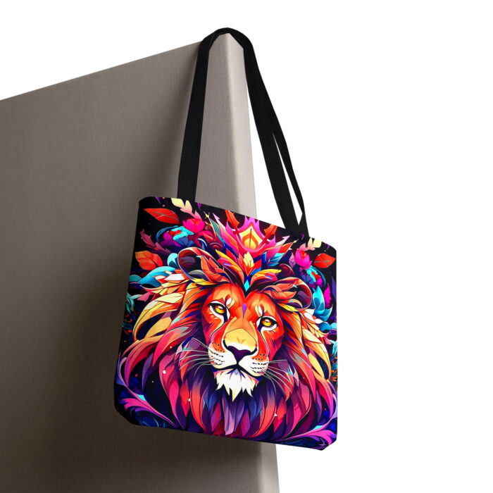 Vibrant Lion King Canvas Tote Bag – Colorful Boho Print - Image 6