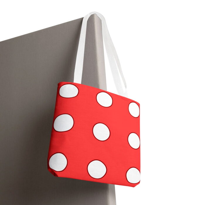 Red Polka Dot Canvas Tote Bag – Classic Retro Print Design - Image 6
