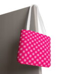 Hot Pink Floral Dot Canvas Tote Bag – Cute Retro Print - Image 6