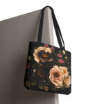 Dark Peony Floral Canvas Tote Bag – Elegant Vintage Print - Image 6