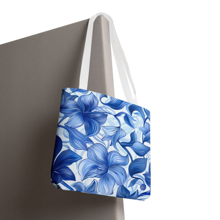 Blue Lily Floral Canvas Tote Bag – Elegant Watercolor Print - Image 5