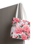 Pink Rose Floral Canvas Tote Bag — Spring Floral Print - Image 5