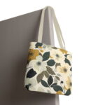 Earthy Mustard Floral Canvas Tote Bag – Neutral Botanical Print - Image 6