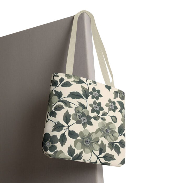 Sage Green Botanical Canvas Tote Bag – Elegant Floral Print - Image 6