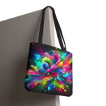 Neon Paint Splash Canvas Tote Bag – Vibrant Abstract Print - Image 6