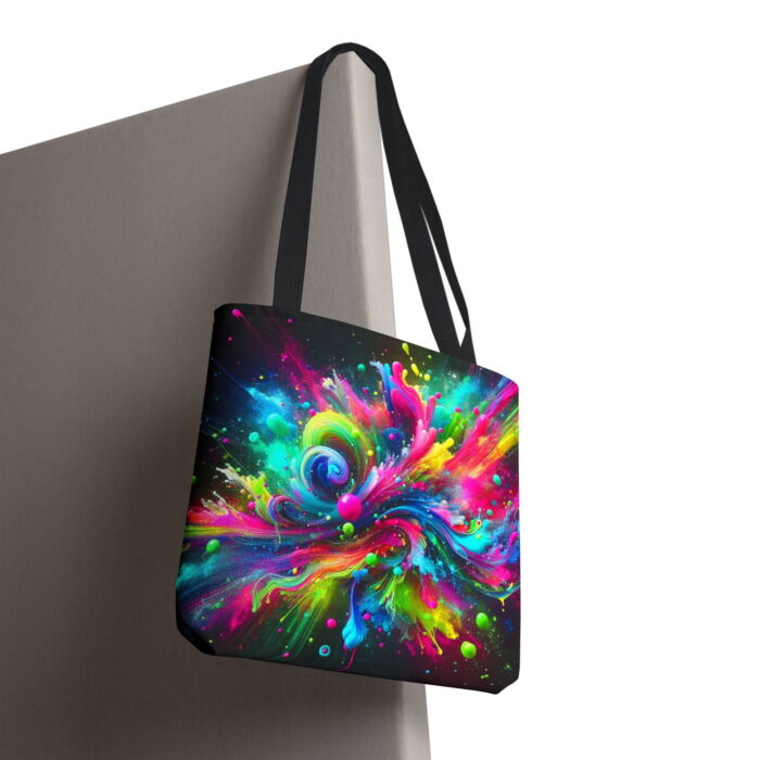 Neon Paint Splash Canvas Tote Bag – Vibrant Abstract Print - Image 6