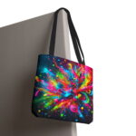 Neon Color Explosion Canvas Tote Bag – Abstract Splash Print - Image 6