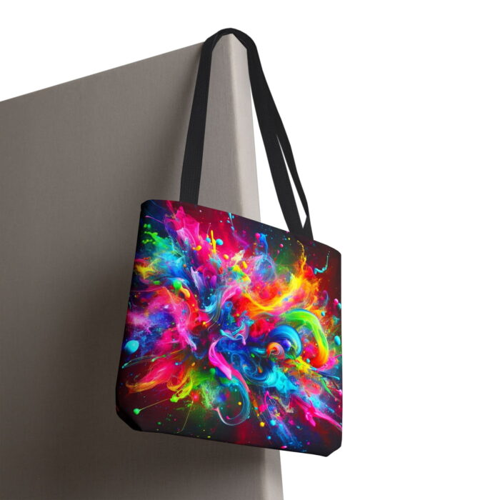 Rainbow Paint Explosion Canvas Tote Bag – Neon Splash Art - Image 6