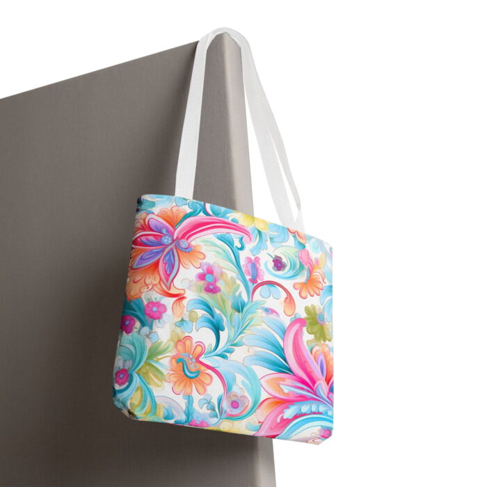 Pastel Floral Paisley Canvas Tote Bag – Vibrant Boho Print - Image 6