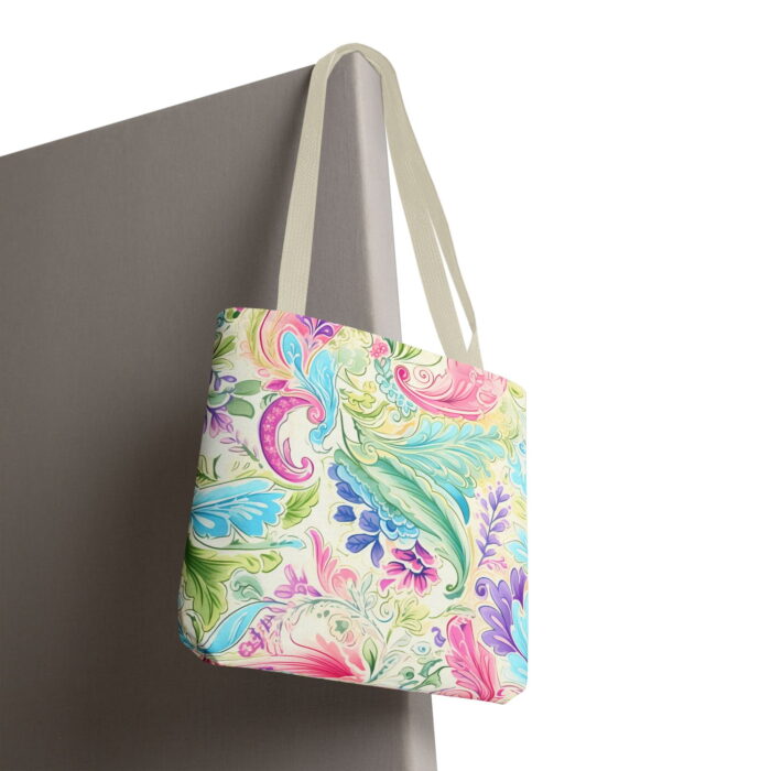 Pastel Paisley Floral Canvas Tote Bag – Spring Boho Print - Image 6