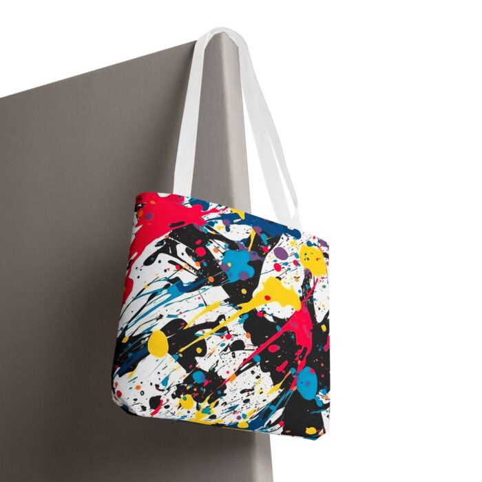Bold Splatter Paint Canvas Tote Bag – Modern Art Print - Image 6