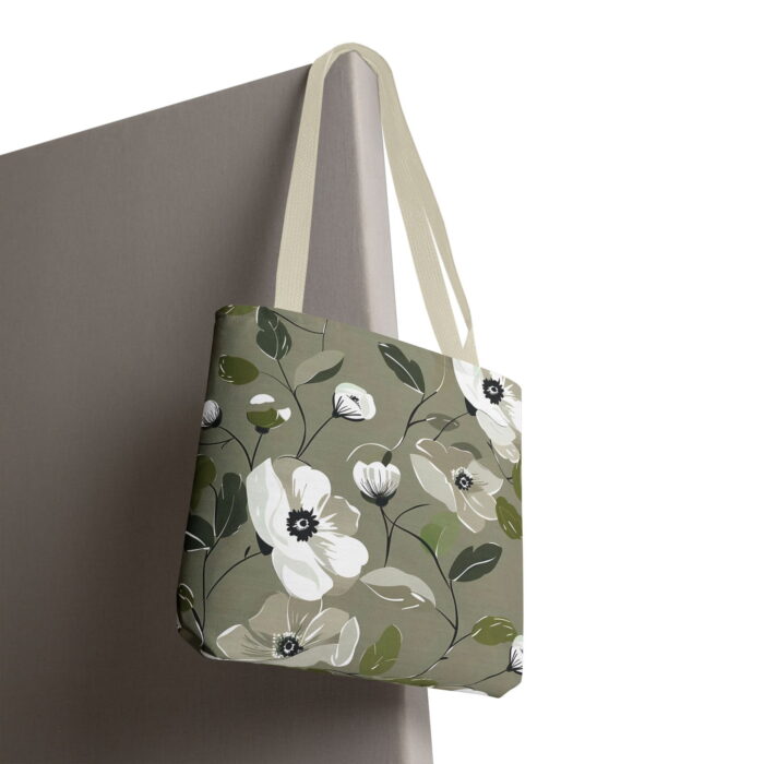 Sage Green Botanical Canvas Tote Bag – Elegant Floral Print - Image 6