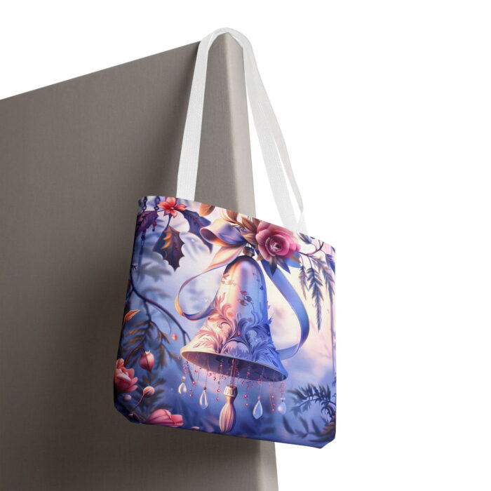 Elegant Bell Ornament Canvas Tote Bag – Festive Holiday Print - Image 6