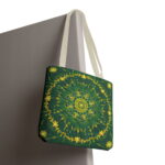 Gold Green Mandala Canvas Tote Bag – Boho Floral Print - Image 6