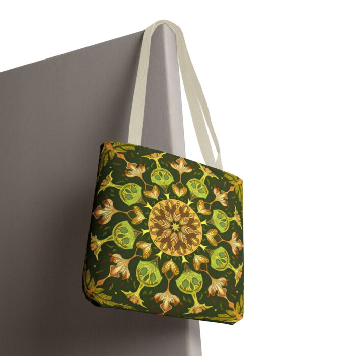 Olive Botanical Mandala Canvas Tote Bag – Ornate Nature Print - Image 6