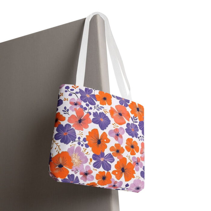 Purple Poppy Floral Canvas Tote Bag – Modern Spring Design - Image 6