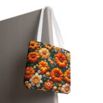 Autumn Marigold Floral Canvas Tote Bag — Textured Floral Print - Image 6