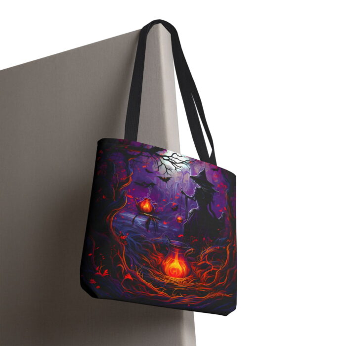 Witch Cauldron Night Canvas Tote Bag – Halloween Feast Print - Image 6
