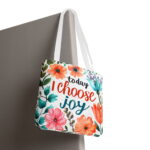 Today I Choose Joy Floral Canvas Tote Bag – Inspirational Print - Image 6