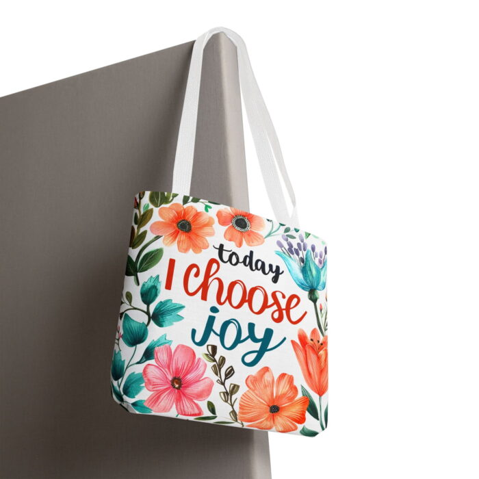 Today I Choose Joy Floral Canvas Tote Bag – Inspirational Print - Image 6
