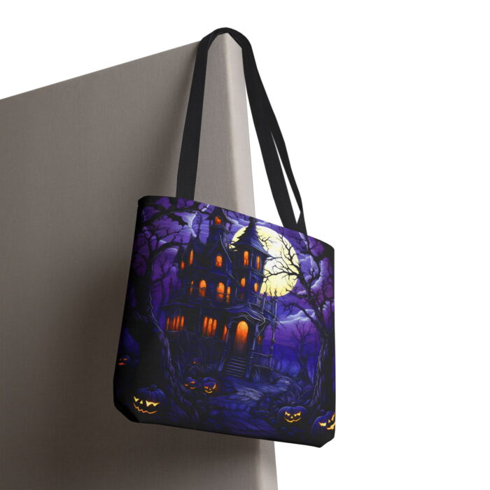Big Moon Spookiy Haunted House Tote Bag – Halloween Feast Print - Image 6