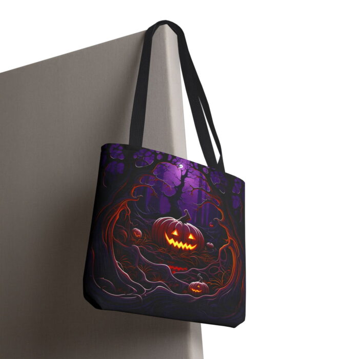 Spooky Pumpkin Jack-O'-Lantern Tote Bag – Halloween Feast Print - Image 6