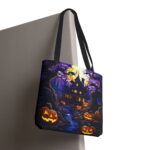 Haunted House Pumpkins Canvas Tote Bag – Halloween Feast Print - Image 6