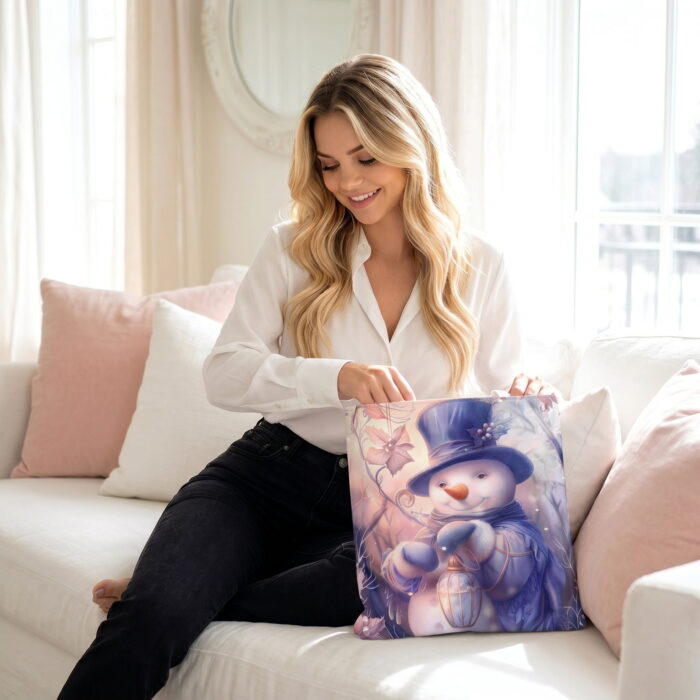 Elegant Winter Snowman Canvas Tote Bag – Whimsical Holiday Print - Image 3