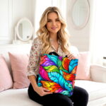 Vibrant Rainbow Feather Canvas Tote Bag – Colorful Abstract Art - Image 2