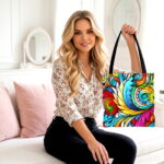 Vibrant Paisley Swirl Canvas Tote Bag – Colorful Boho Art