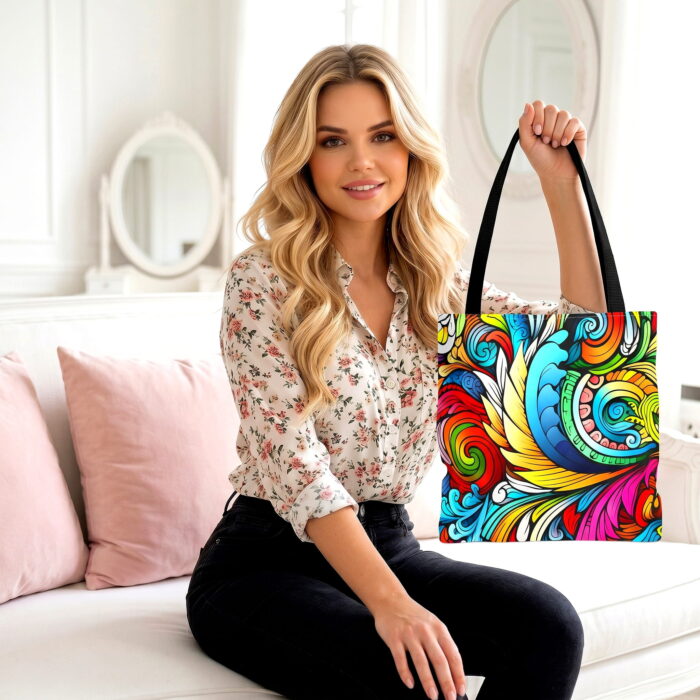 The_woman_from_image_1_202606142158 (1) Vibrant Paisley Swirl Canvas Tote Bag – Colorful Boho Art - Image 1