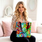 Vibrant Rainbow Swirl Canvas Tote Bag – Colorful Abstract Art