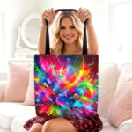 Rainbow Paint Explosion Canvas Tote Bag – Neon Splash Art