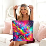 Vibrant Color Burst Canvas Tote Bag – Abstract Neon Print